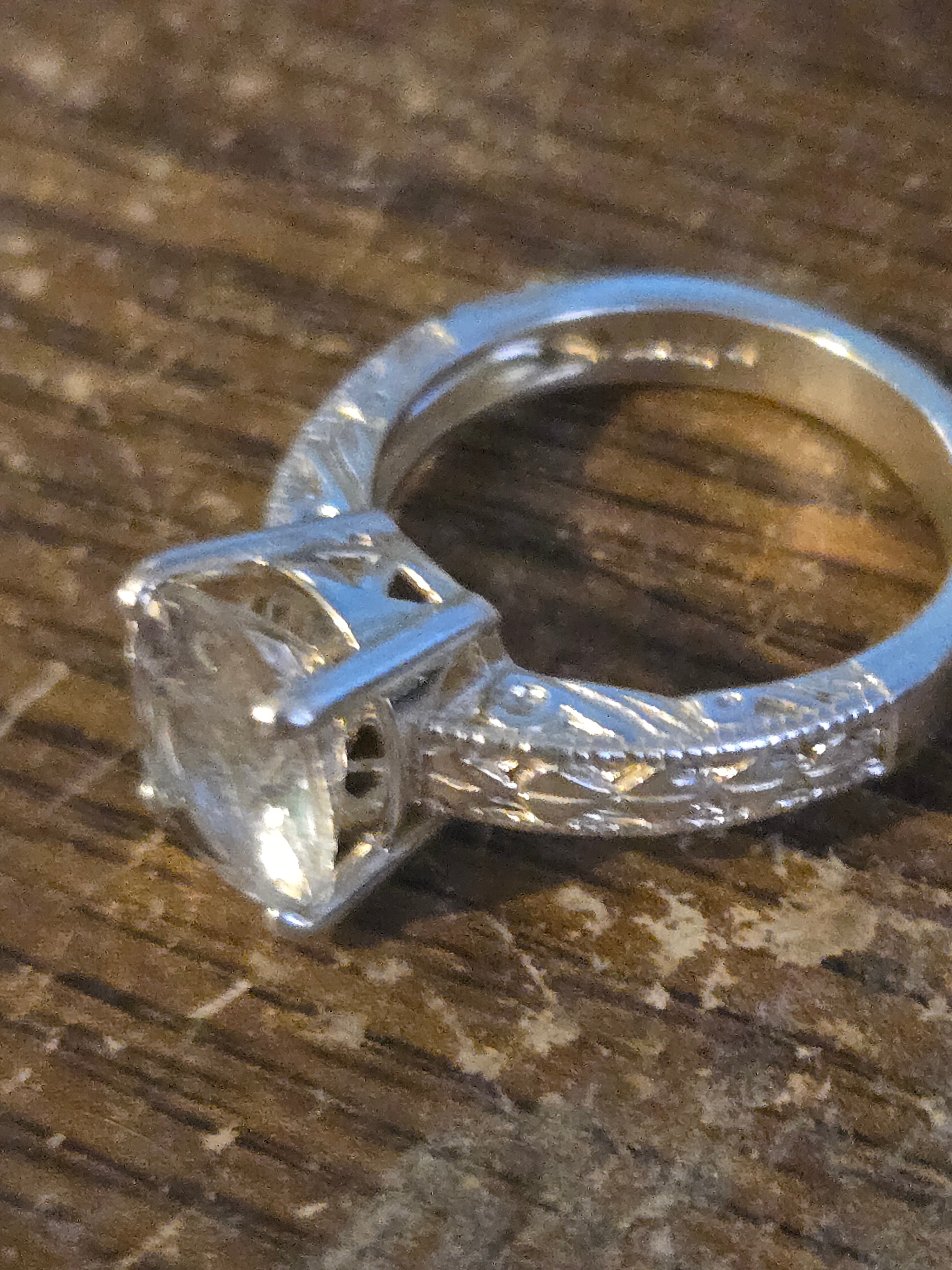 Phenakite Engraved Shank Ring