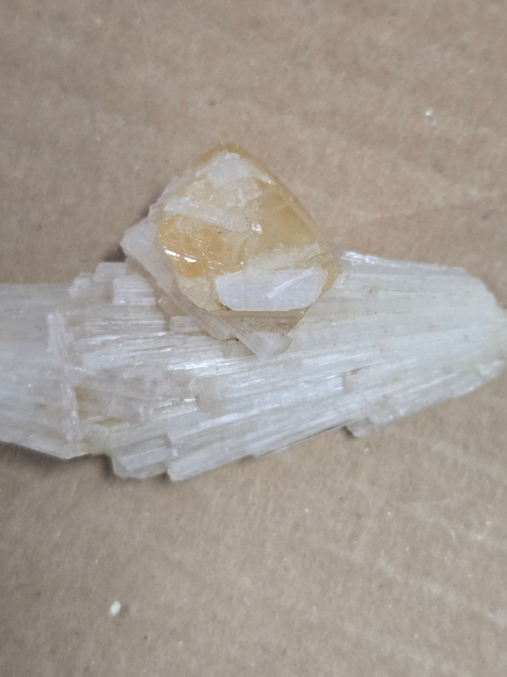 Powellite on Scolecite Specimen