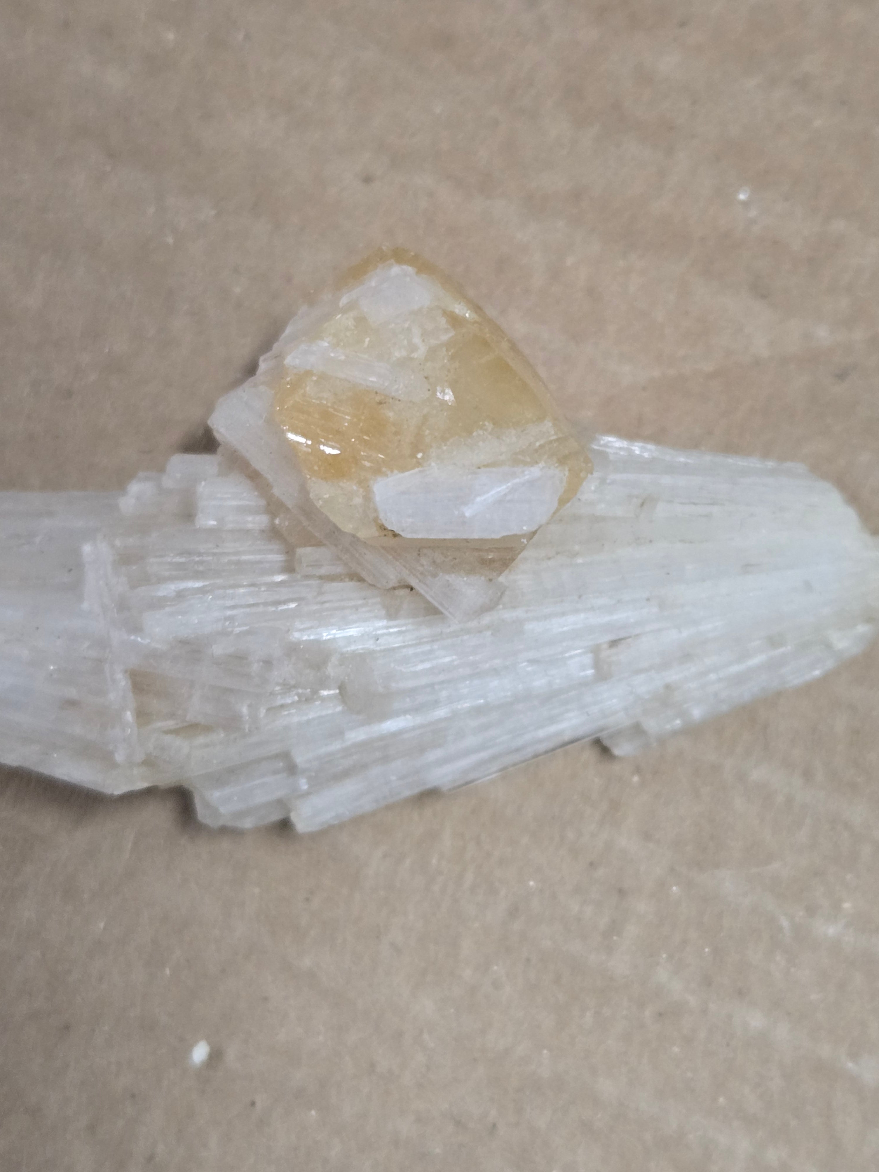 Powellite on Scolecite Specimen