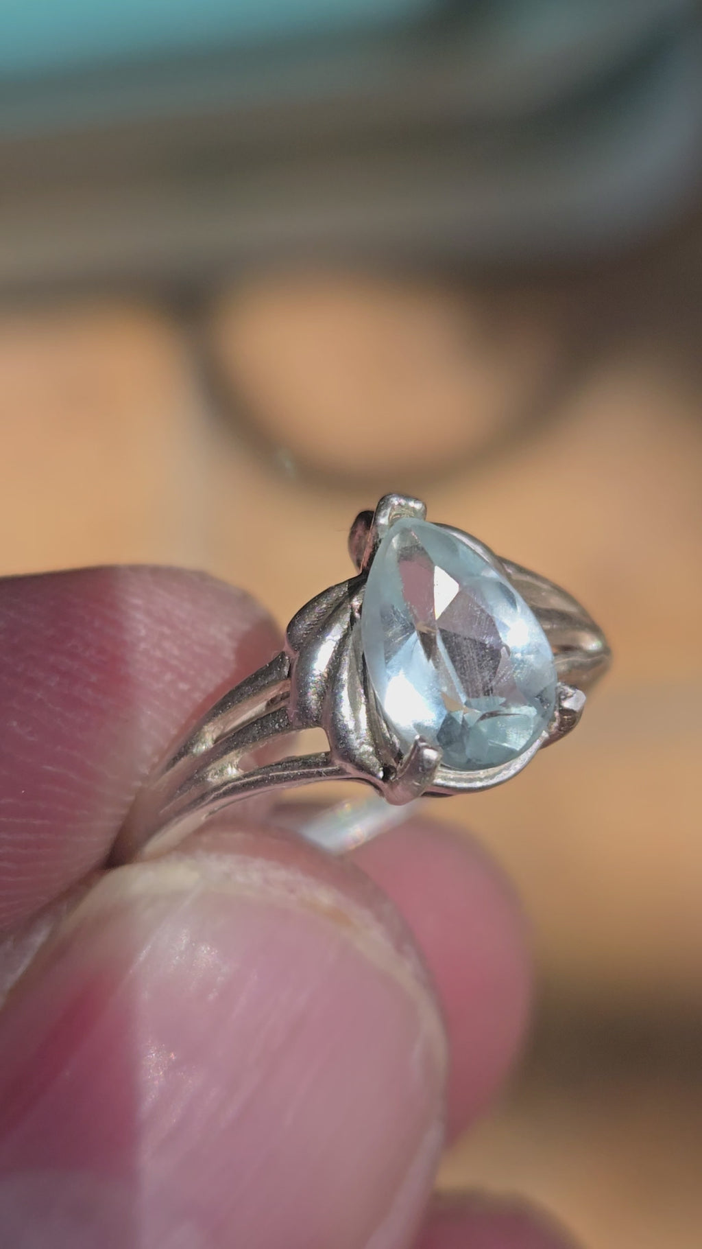 Aquamarine Pear Ring