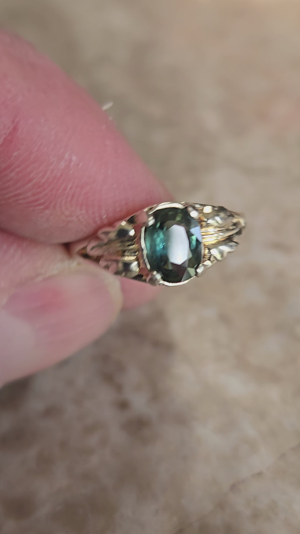 Australian Sapphire Leaf Ring