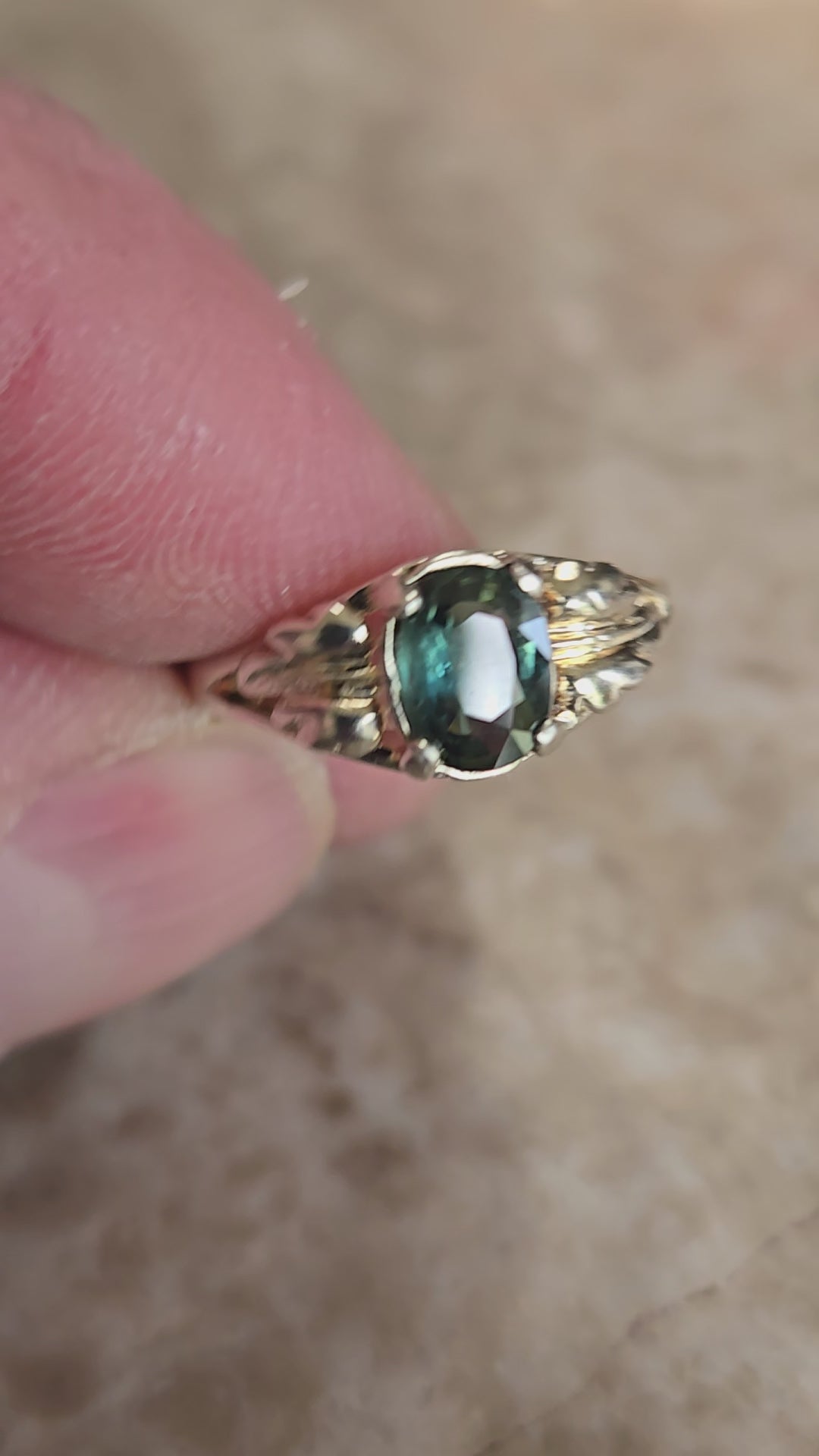Australian Sapphire Leaf Ring