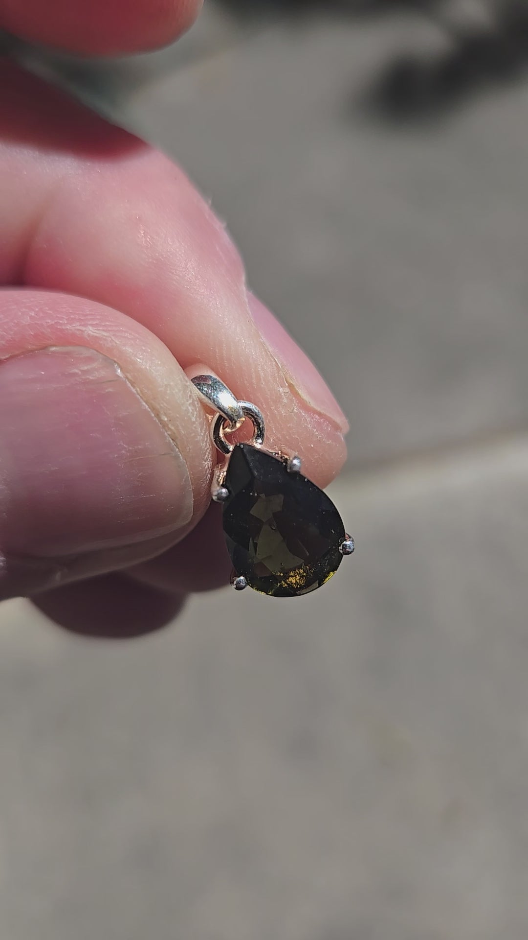 Moldavite pear pendant