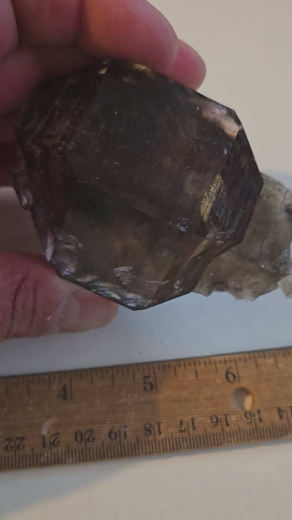 Amethyst half Smoky crystal