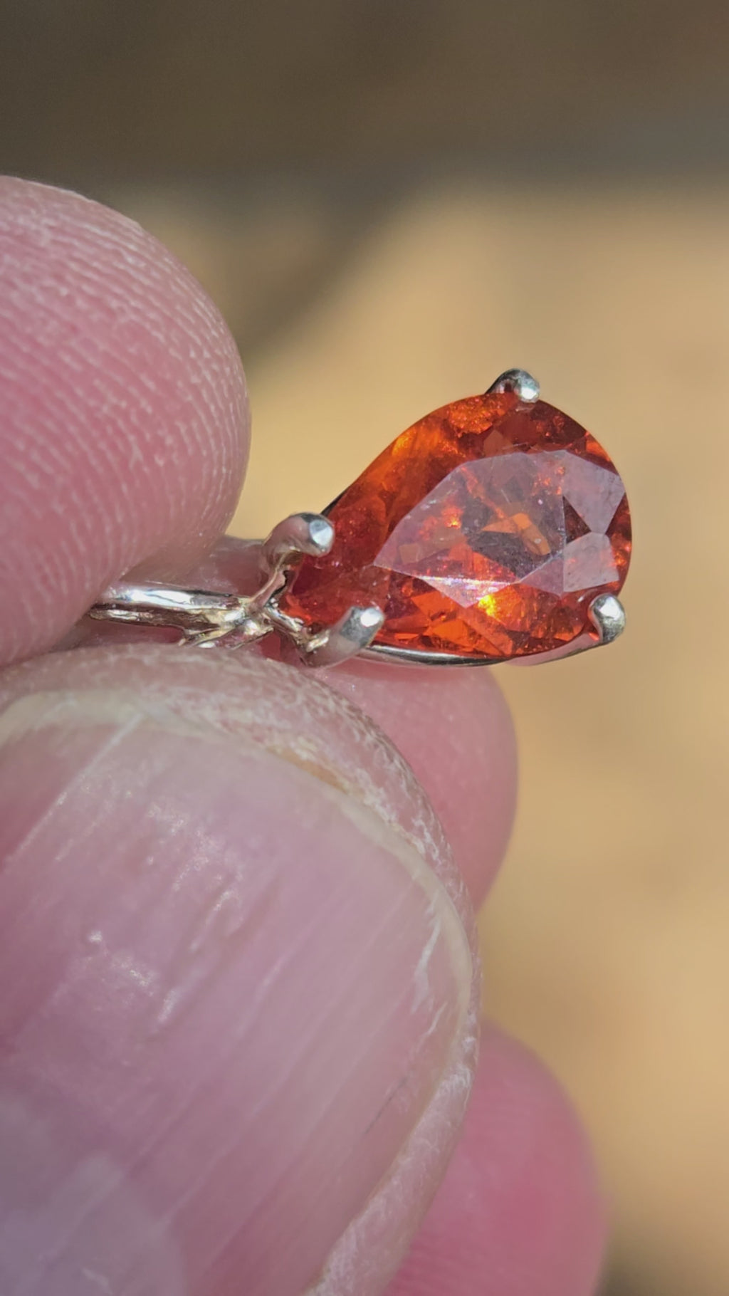 Mandarin Garnet Pear Pendant