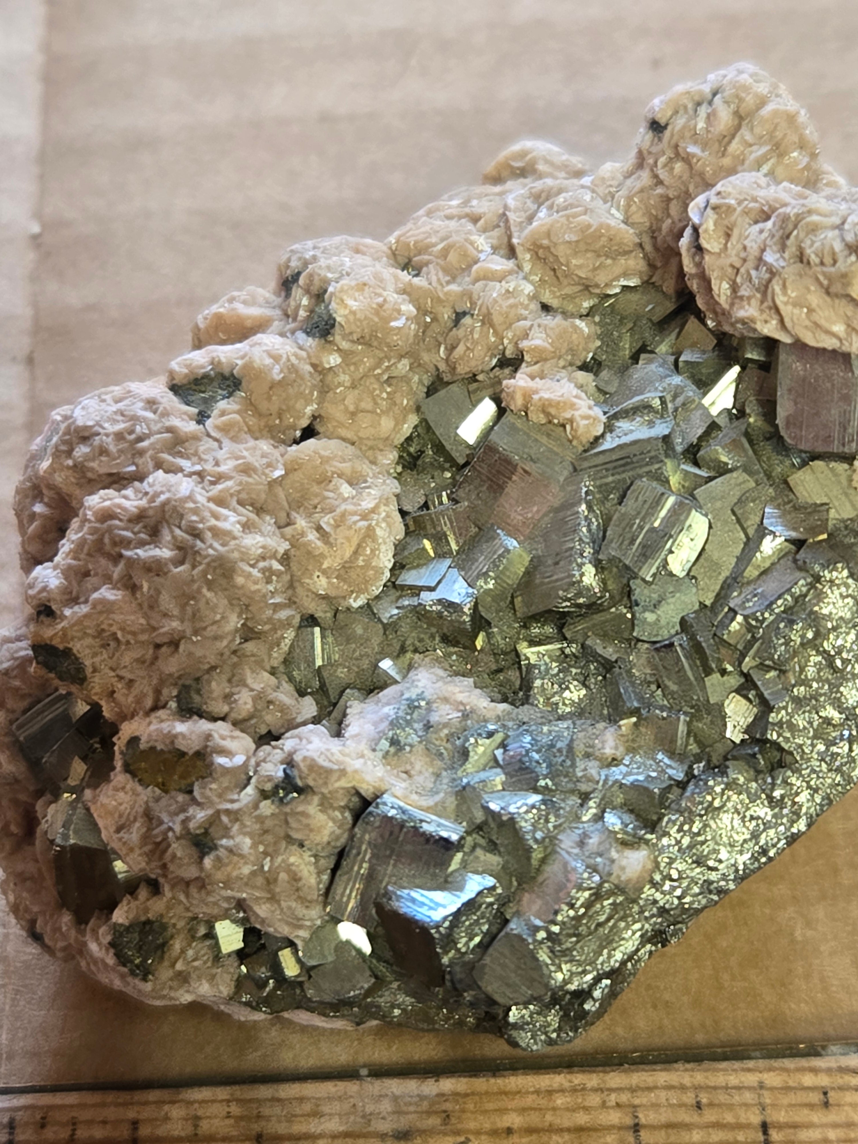 Pyrite with rhodochrosite