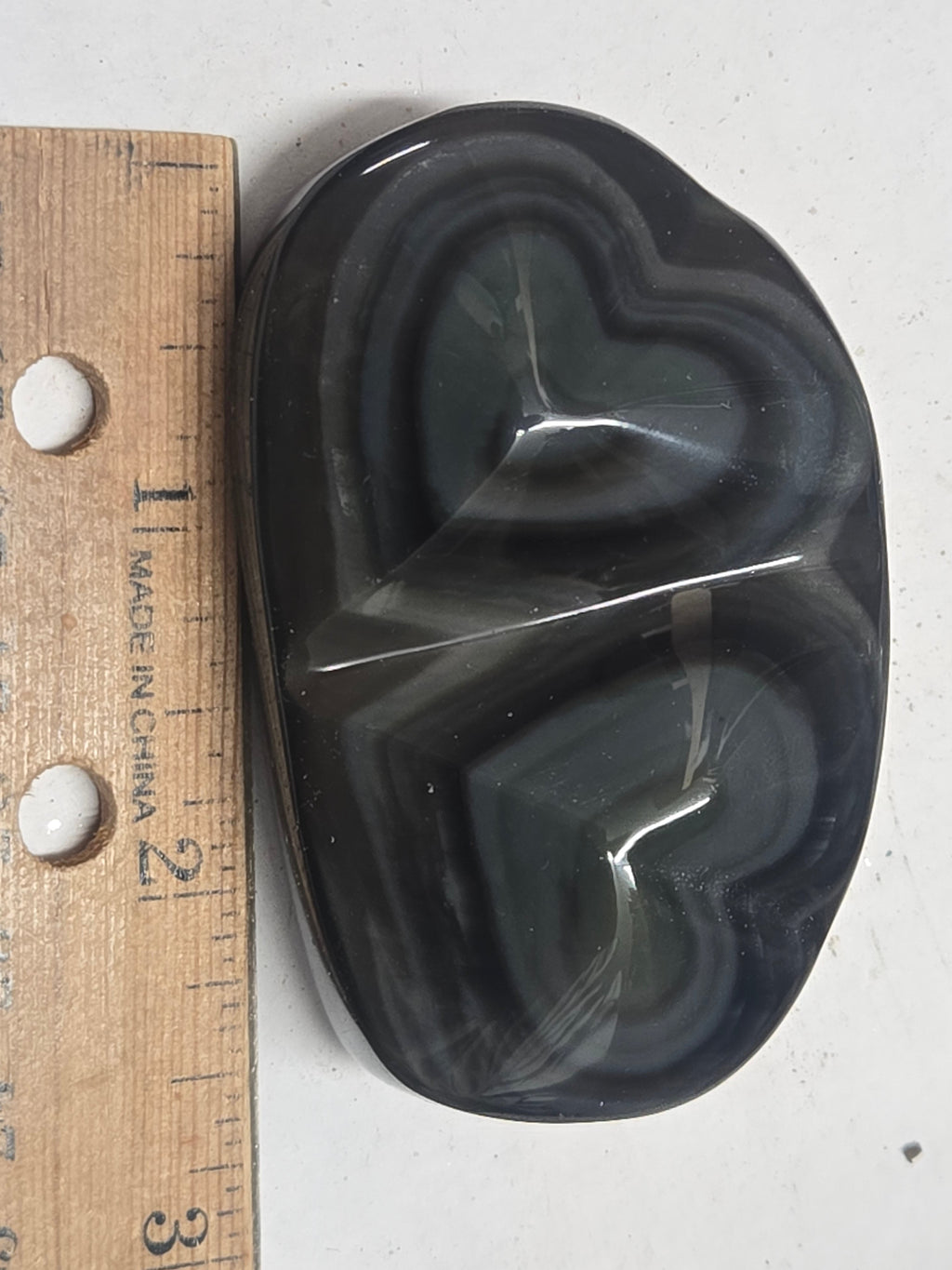 Rainbow obsidian double heart