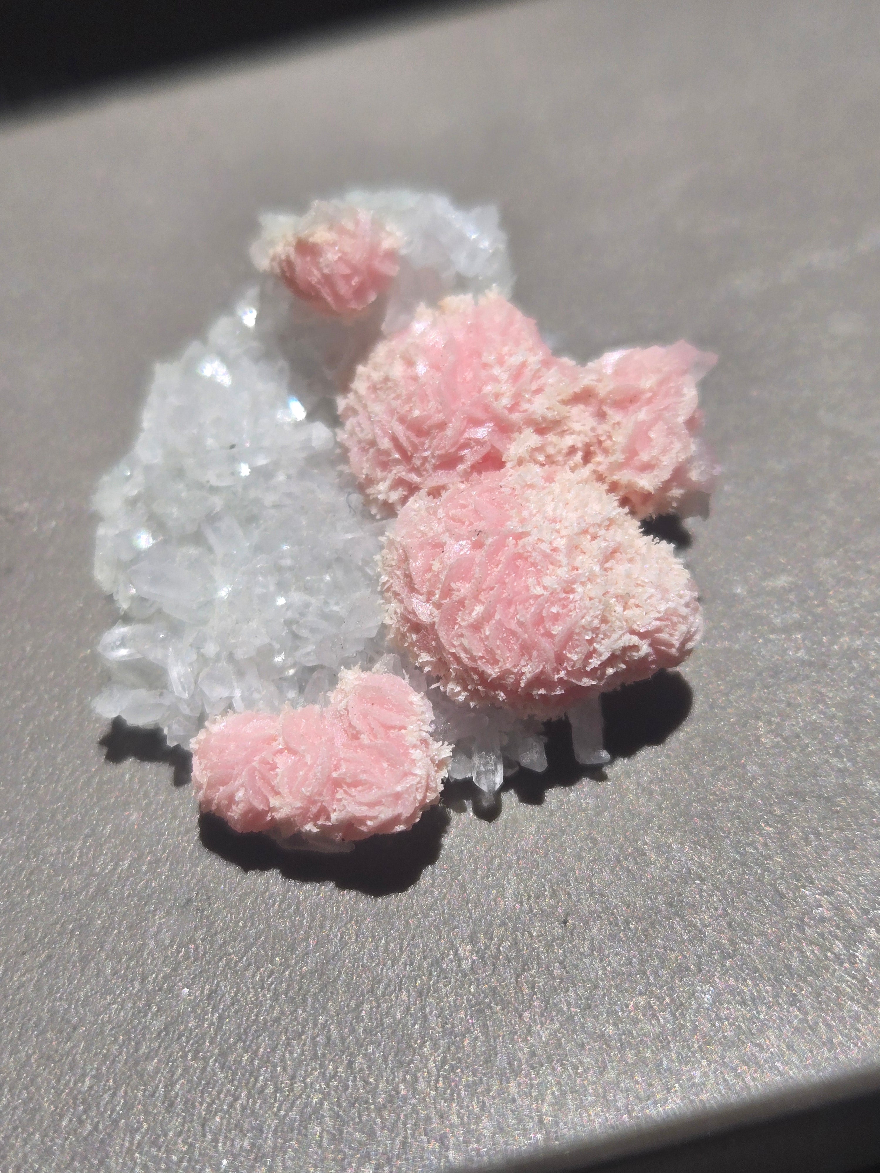 Rhodochrosite on quartz
