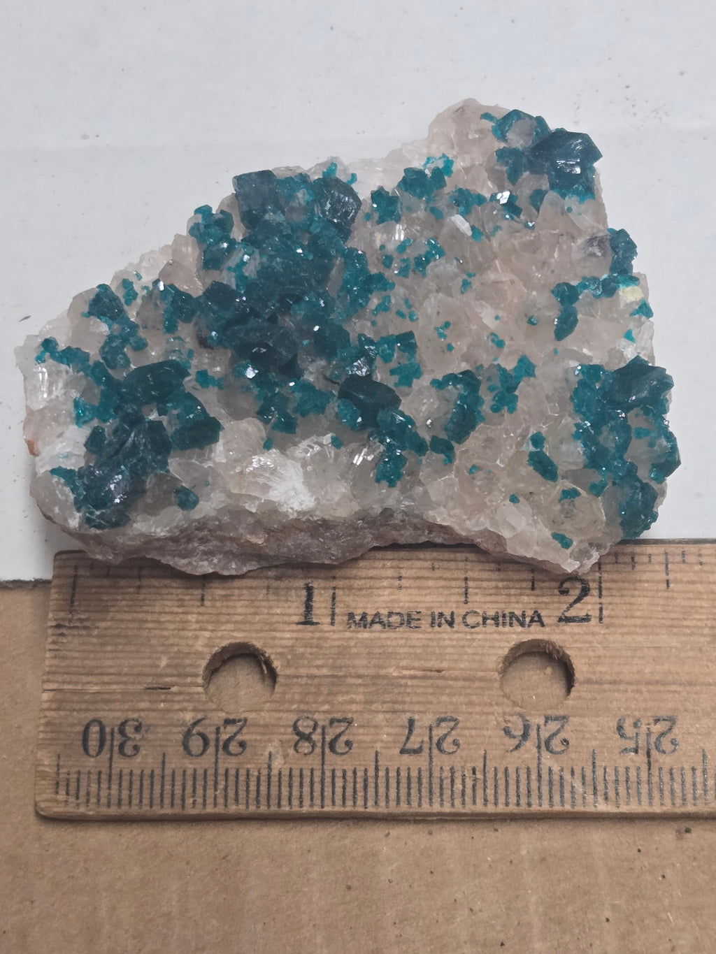 Dioptase on calcite specimen