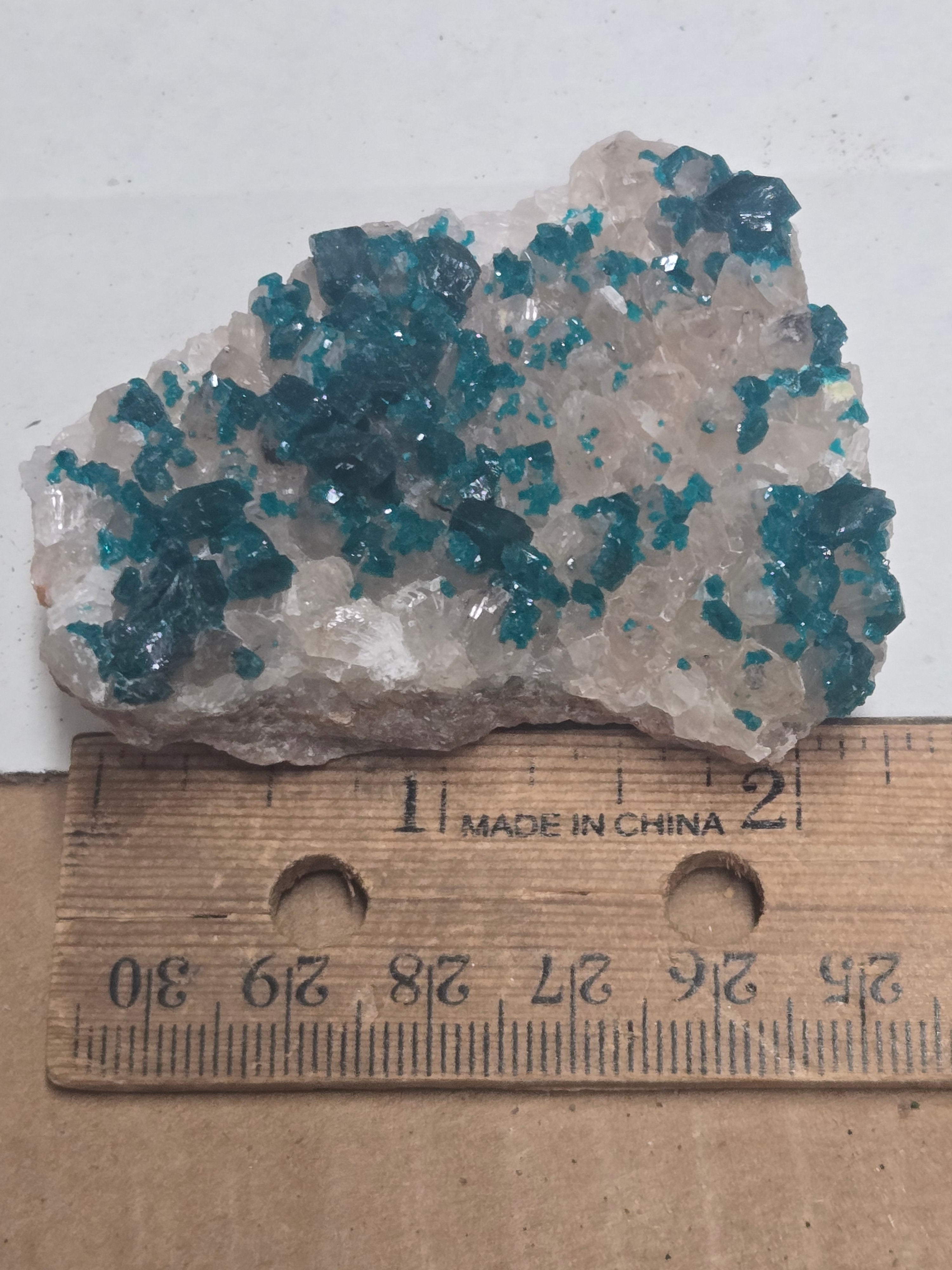 Dioptase on calcite specimen
