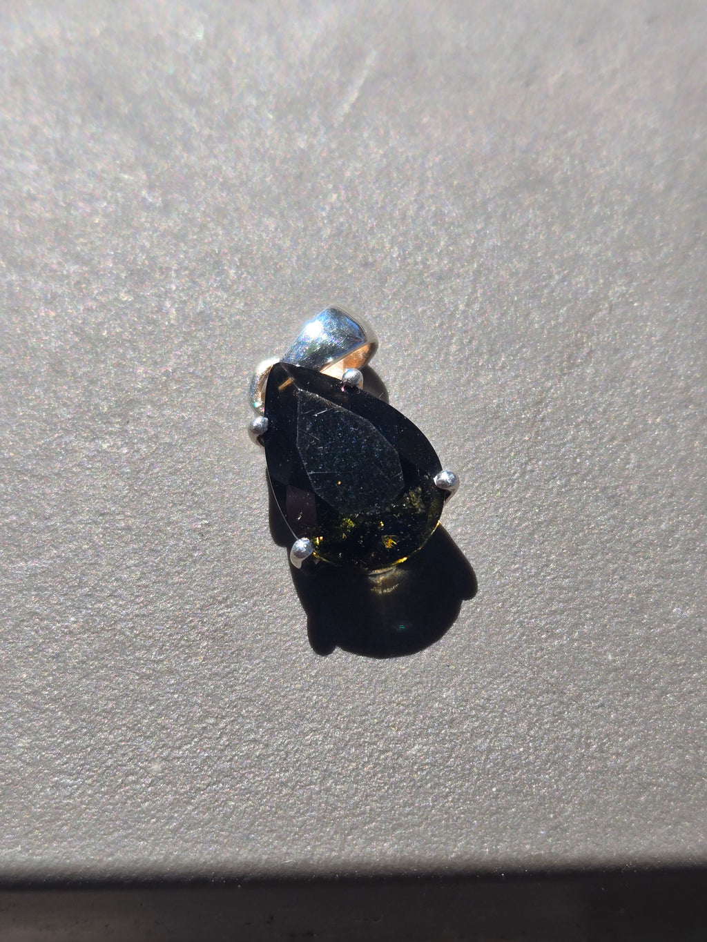 Moldavite pear pendant