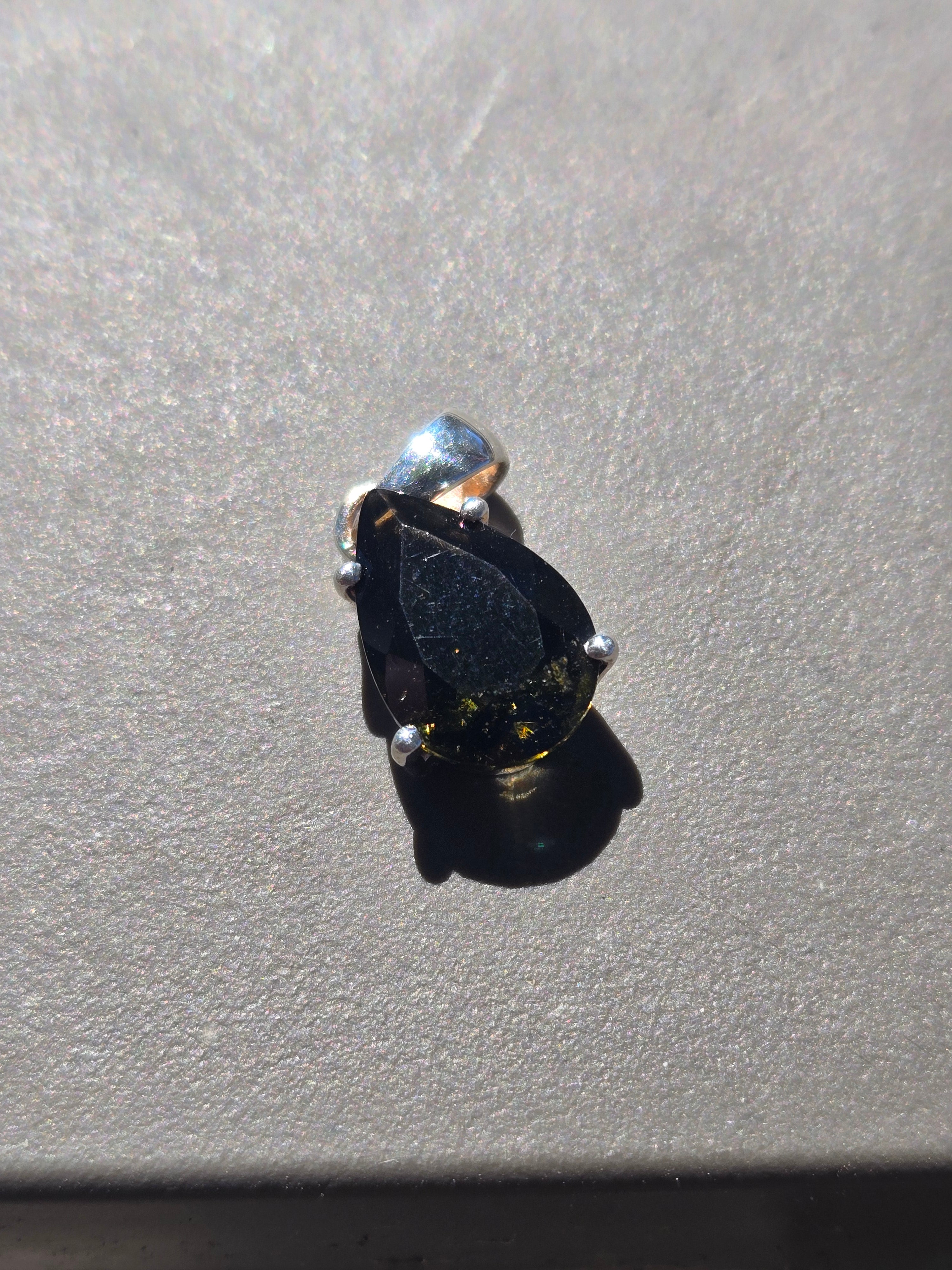 Moldavite pear pendant