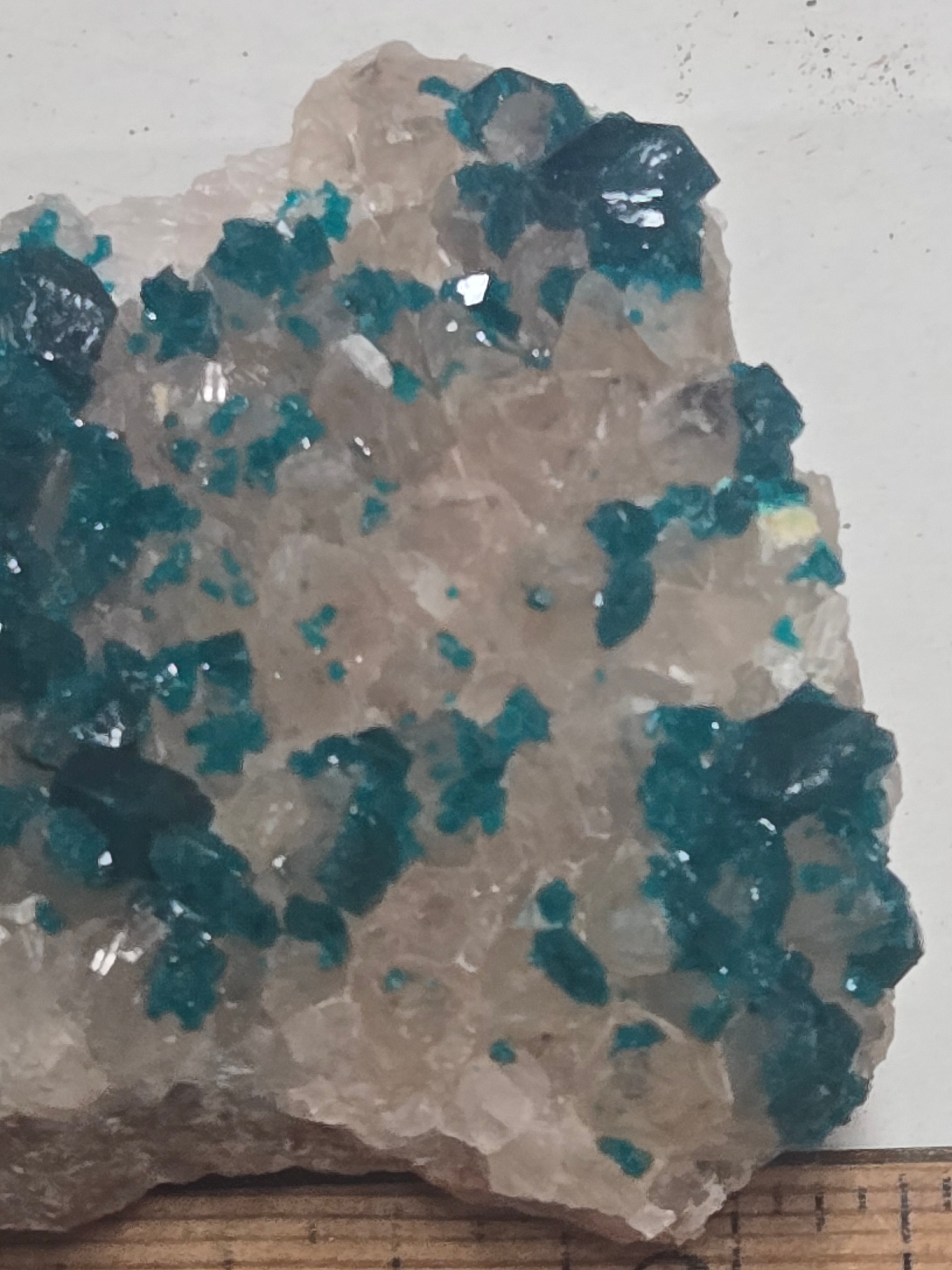 Dioptase on calcite specimen