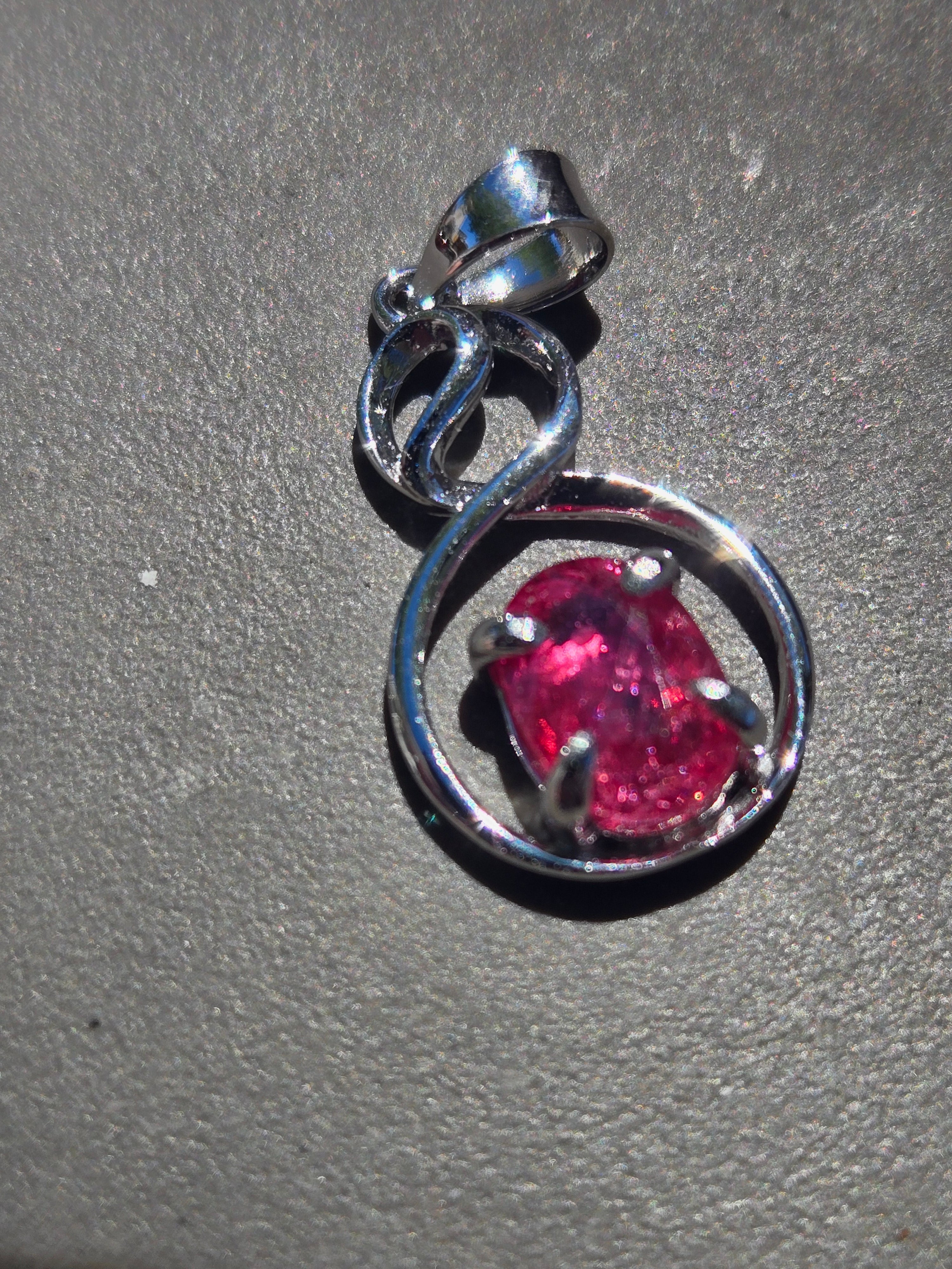 Pink sapphire infinity pendant