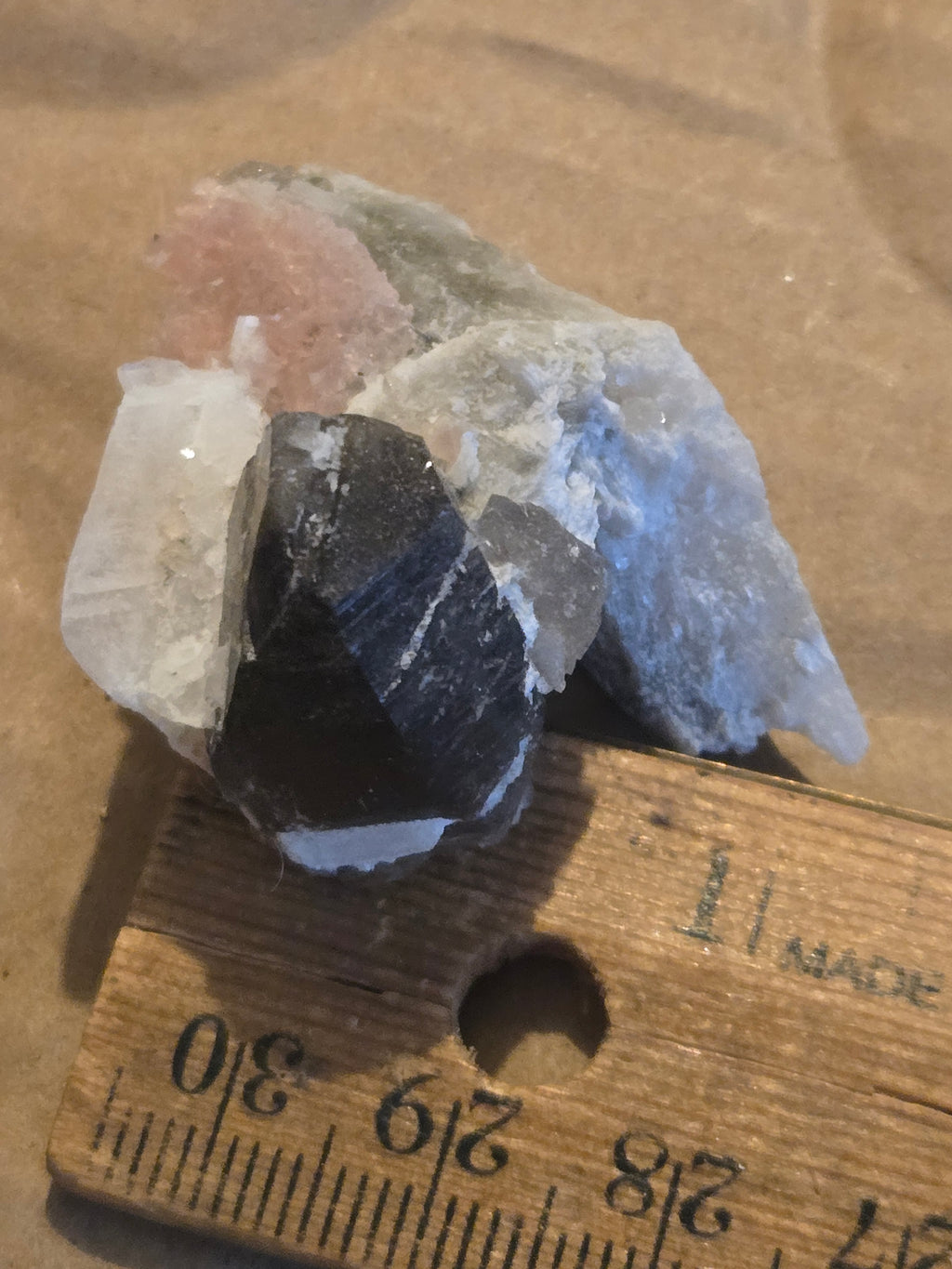 Pink fluorite smoky quartz