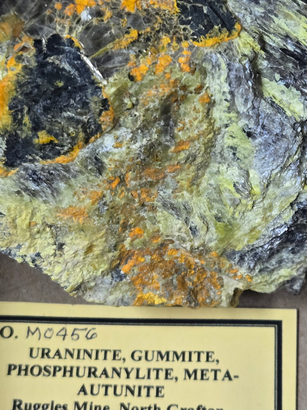 Autunite gummite uraninite specimen