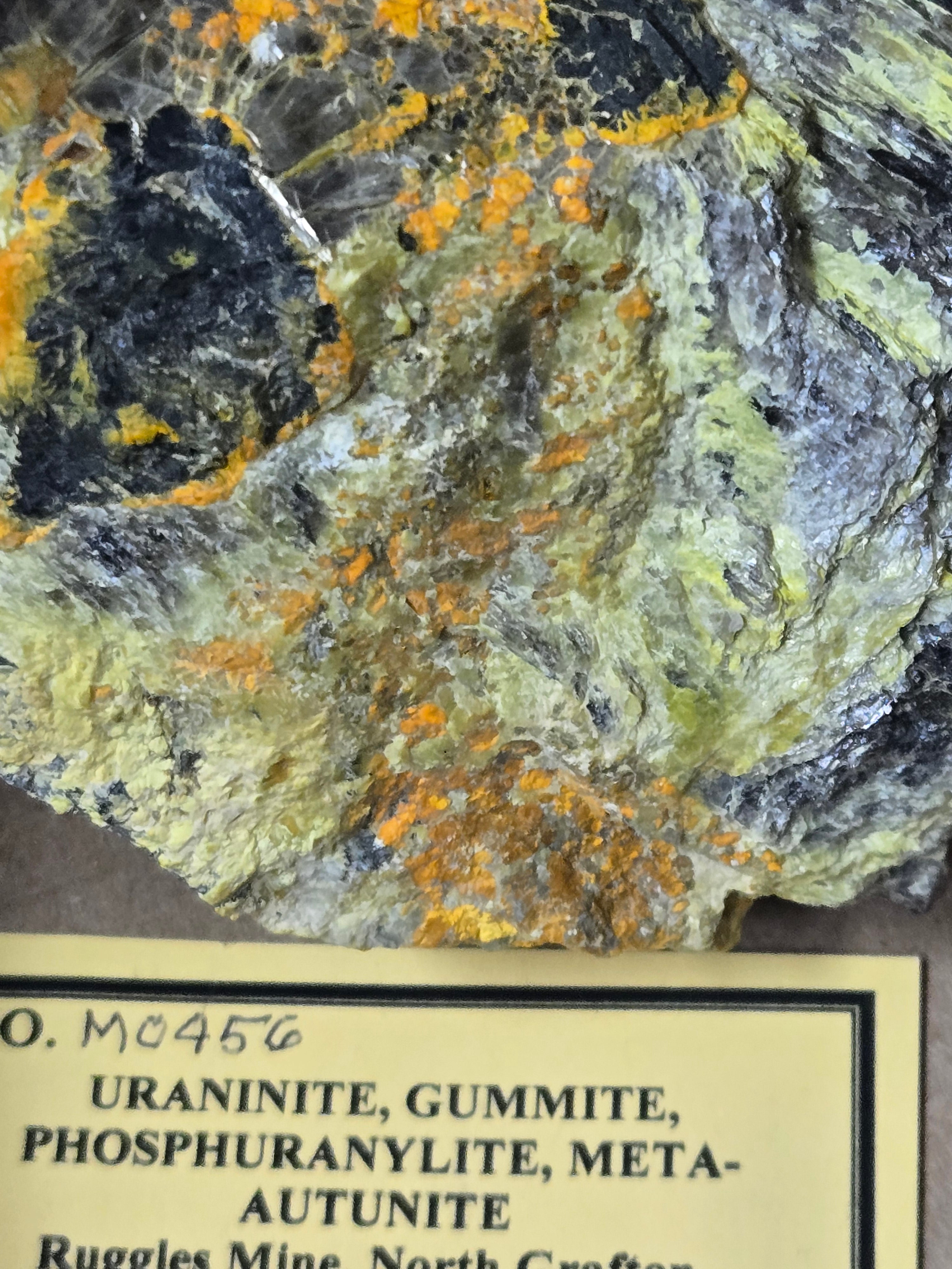 Autunite gummite uraninite specimen