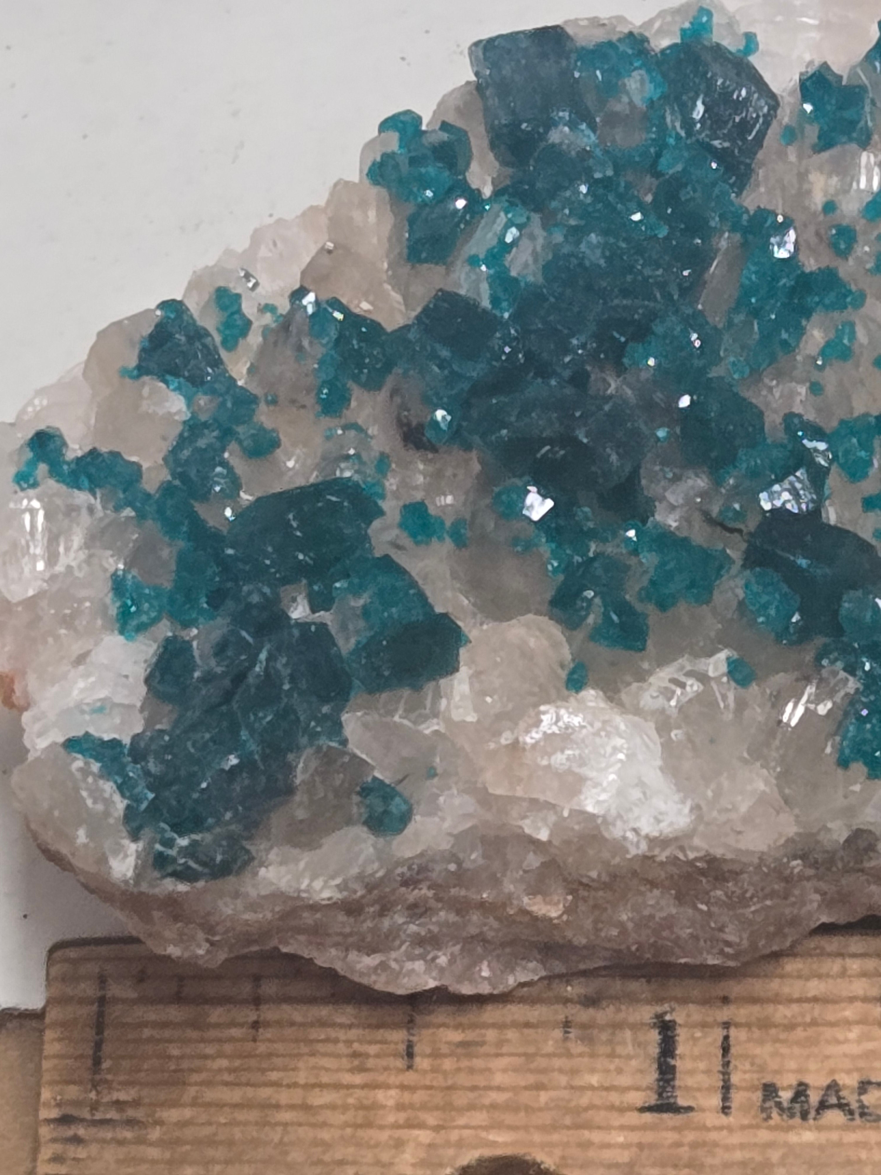 Dioptase on calcite specimen