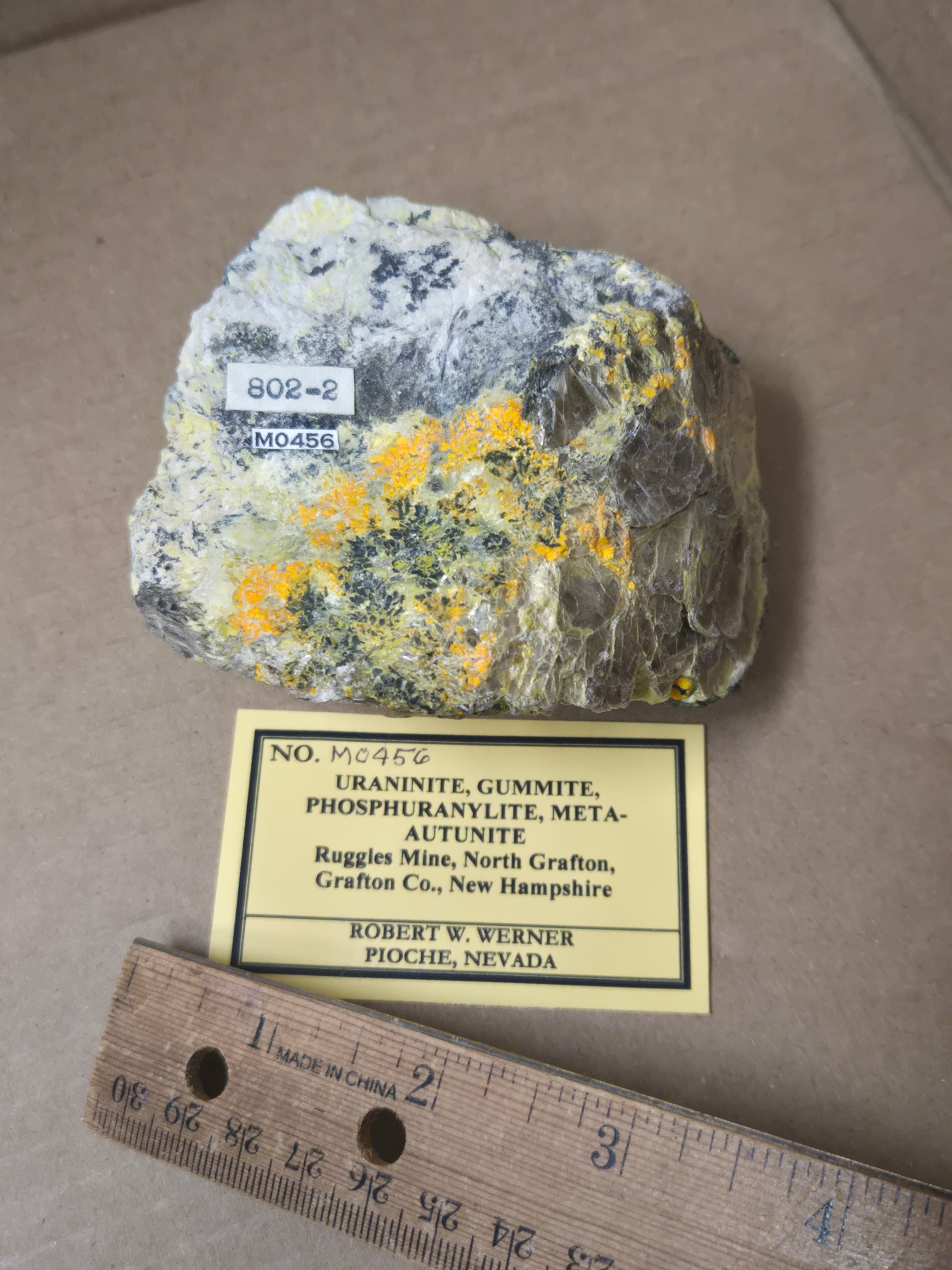 Autunite gummite uraninite specimen