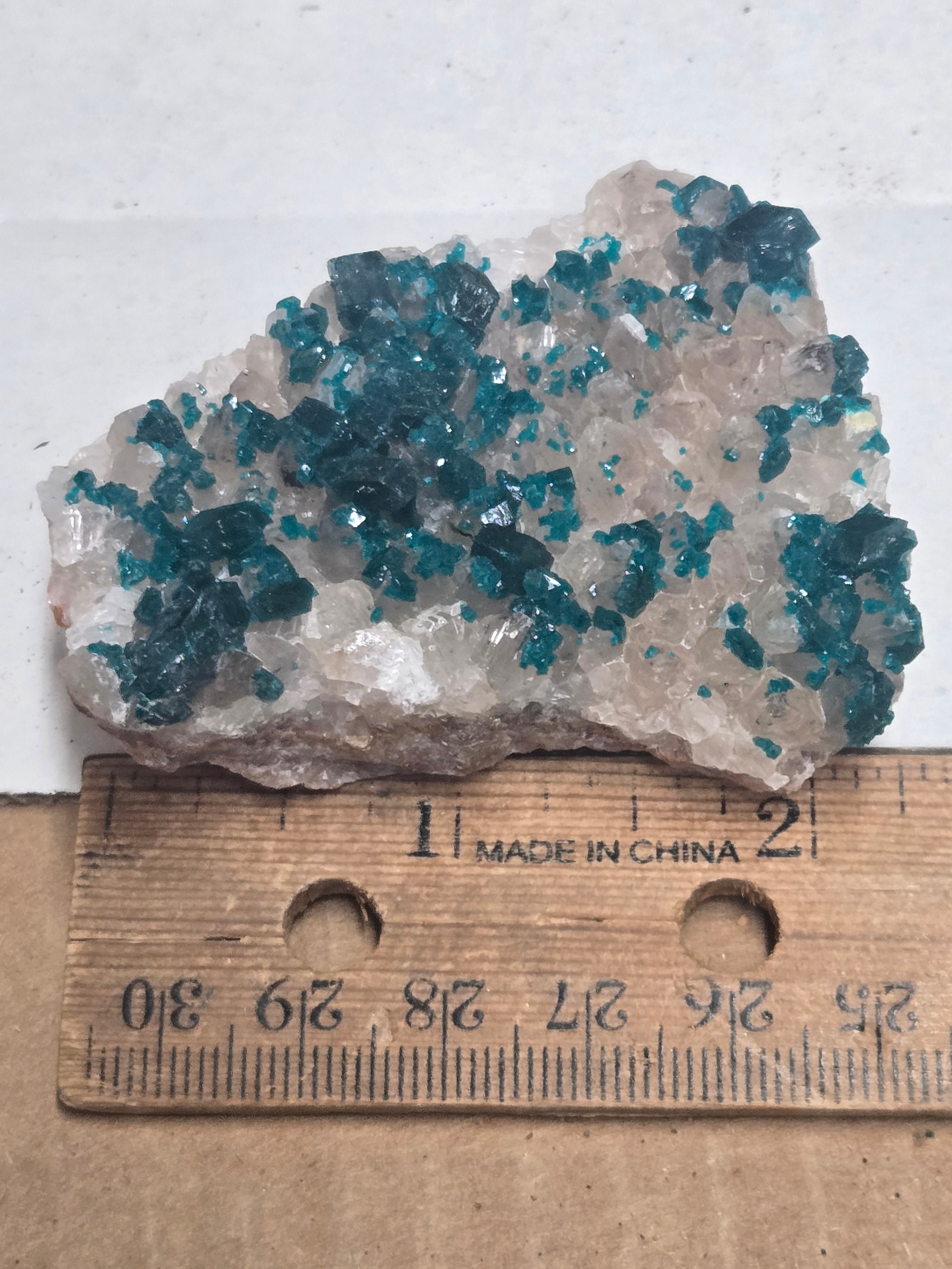 Dioptase on calcite specimen
