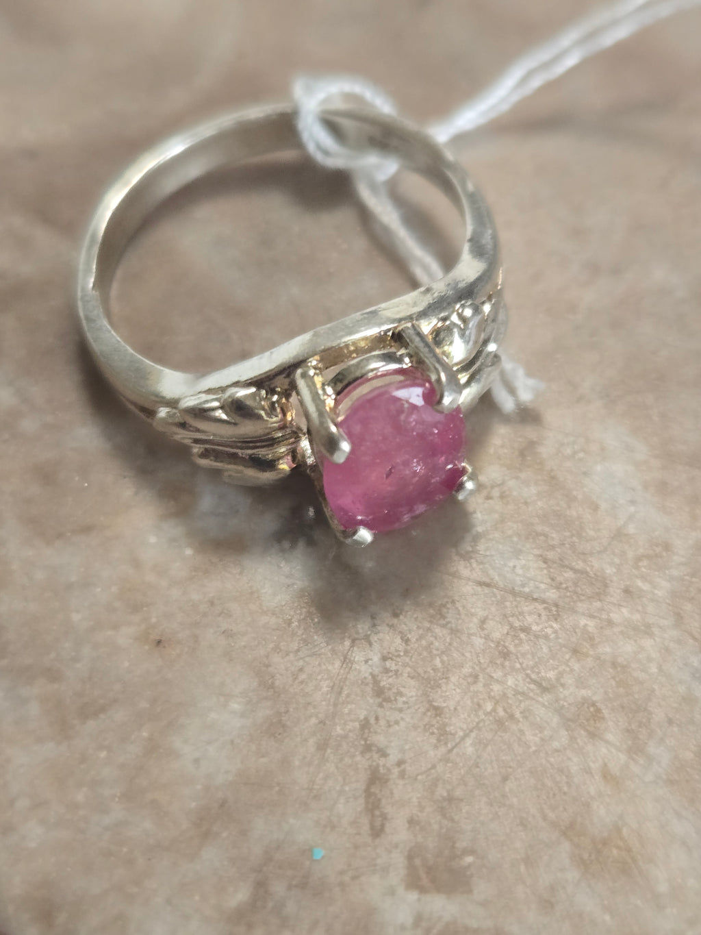 Pink Sapphire Leaf Ring