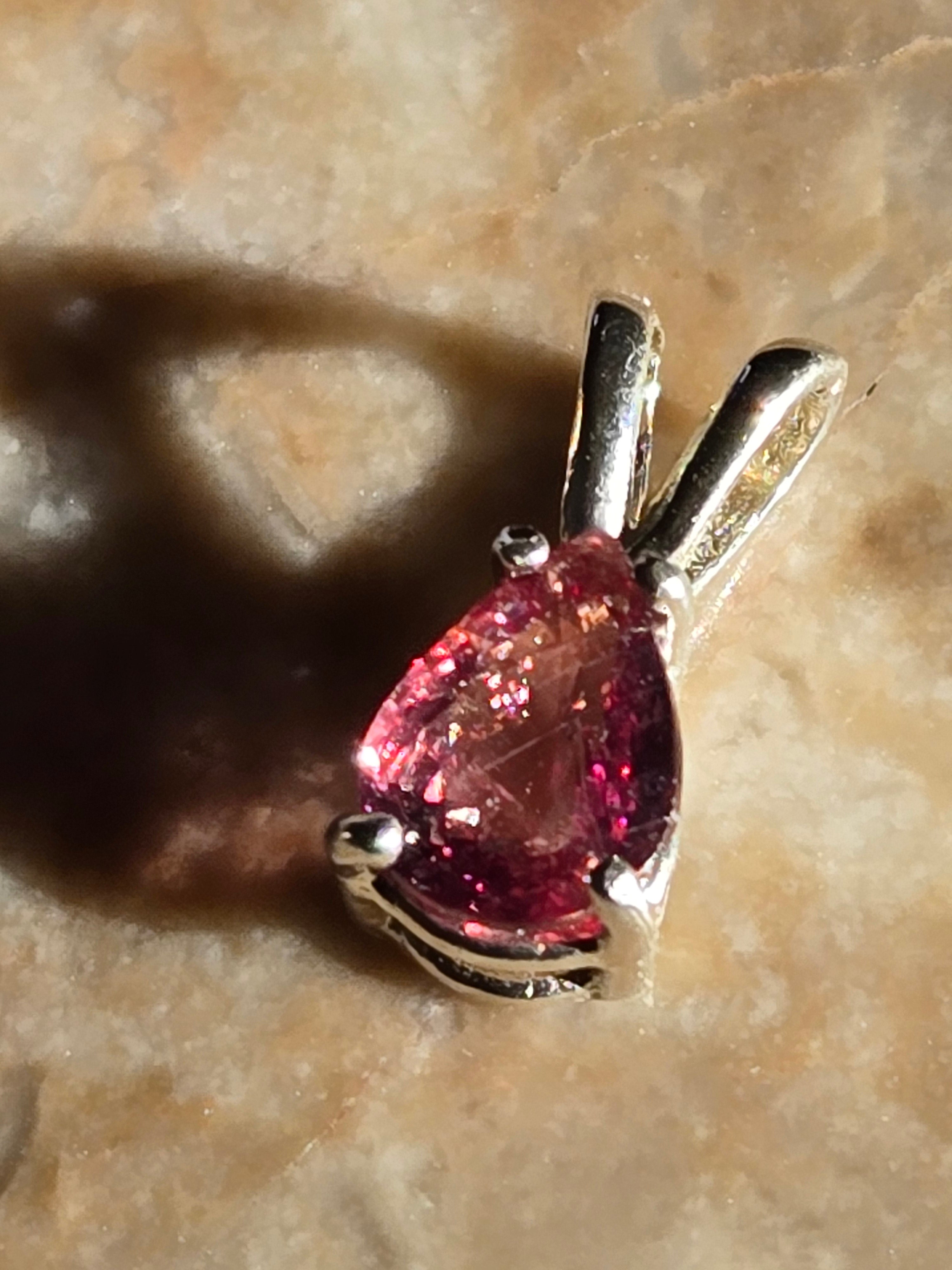 Songea Orange Padparadscha Sapphire Pear Pendant