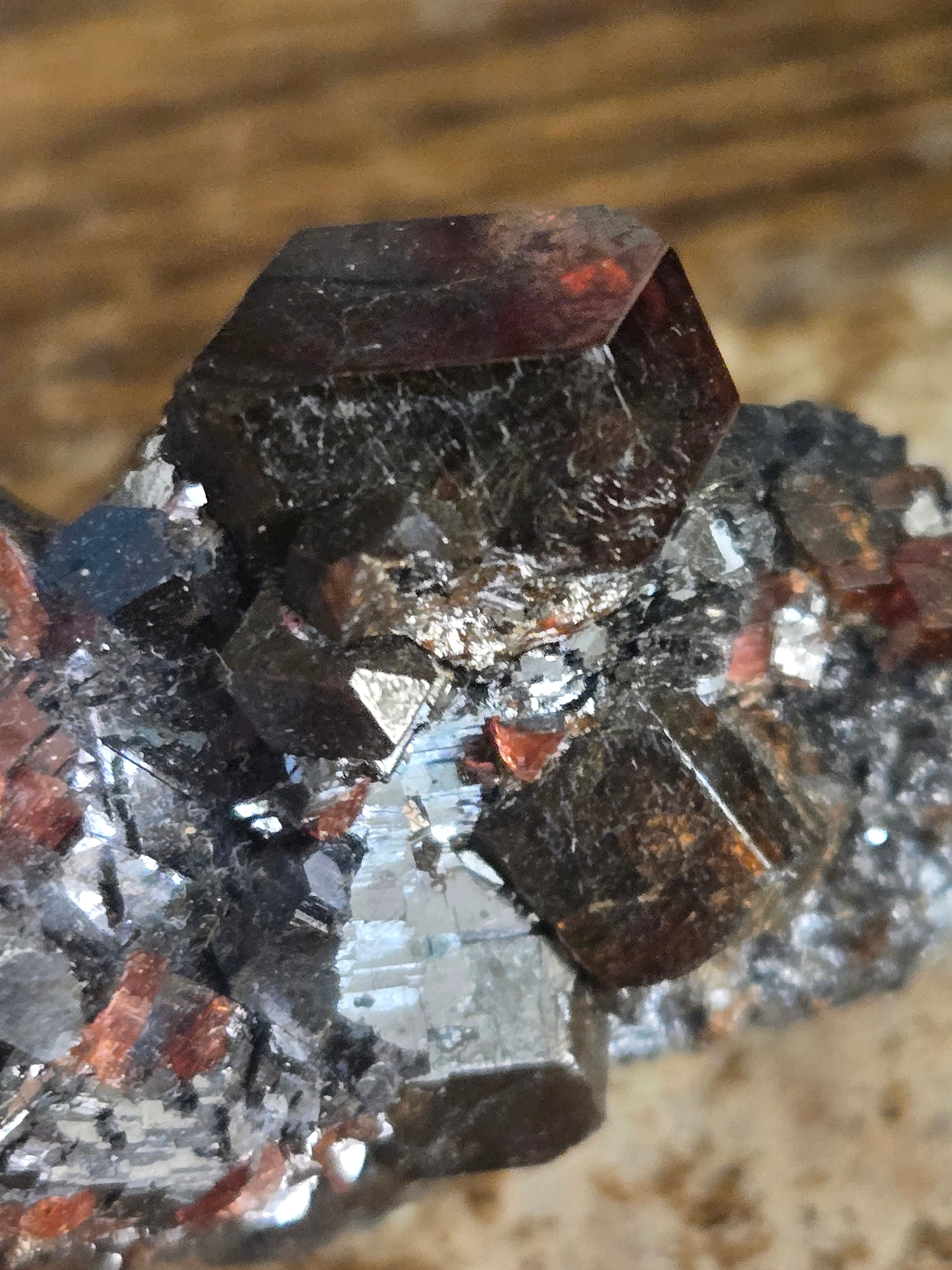 Spessartine garnet with Galena