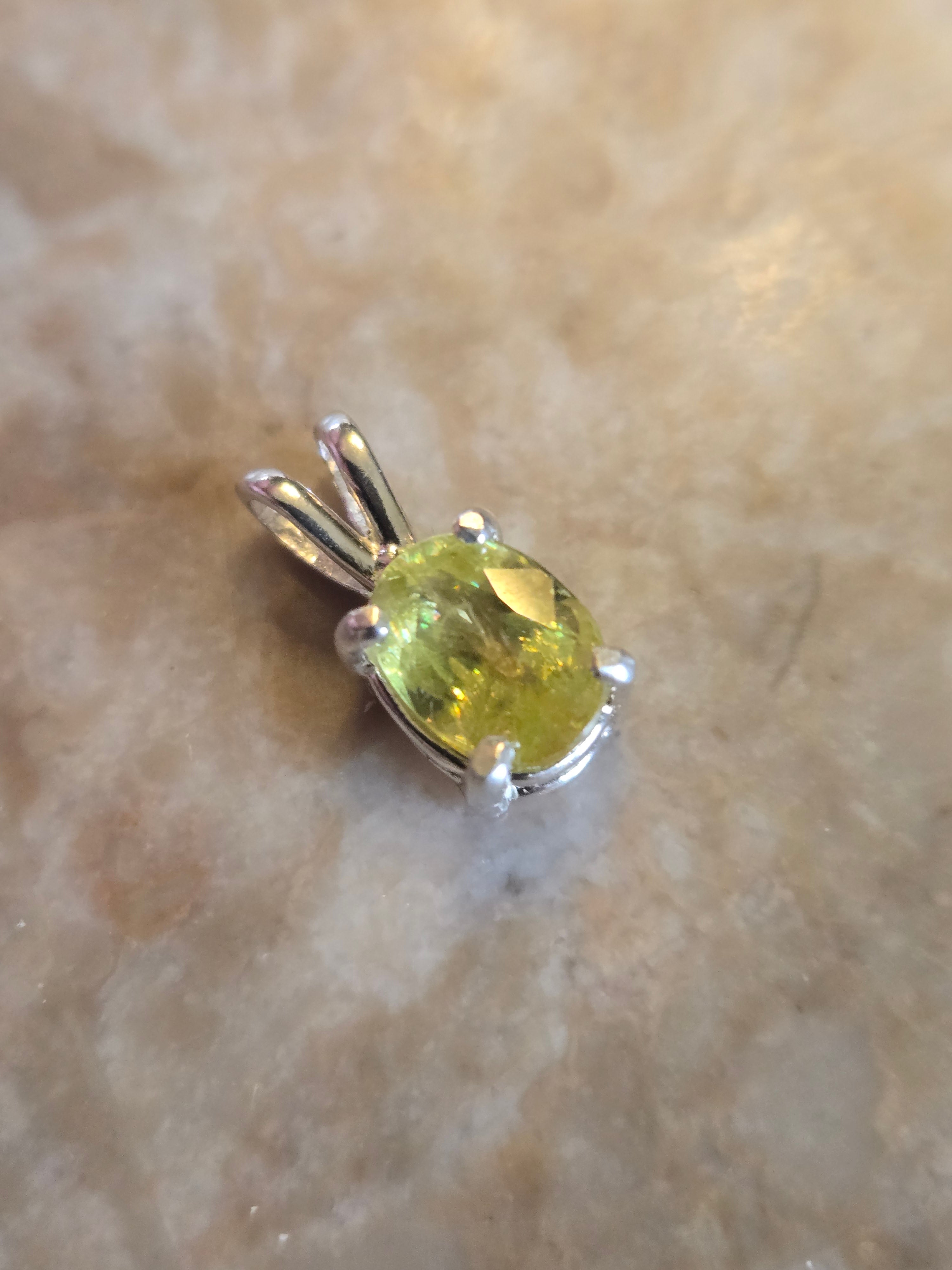 Sphene oval pendant